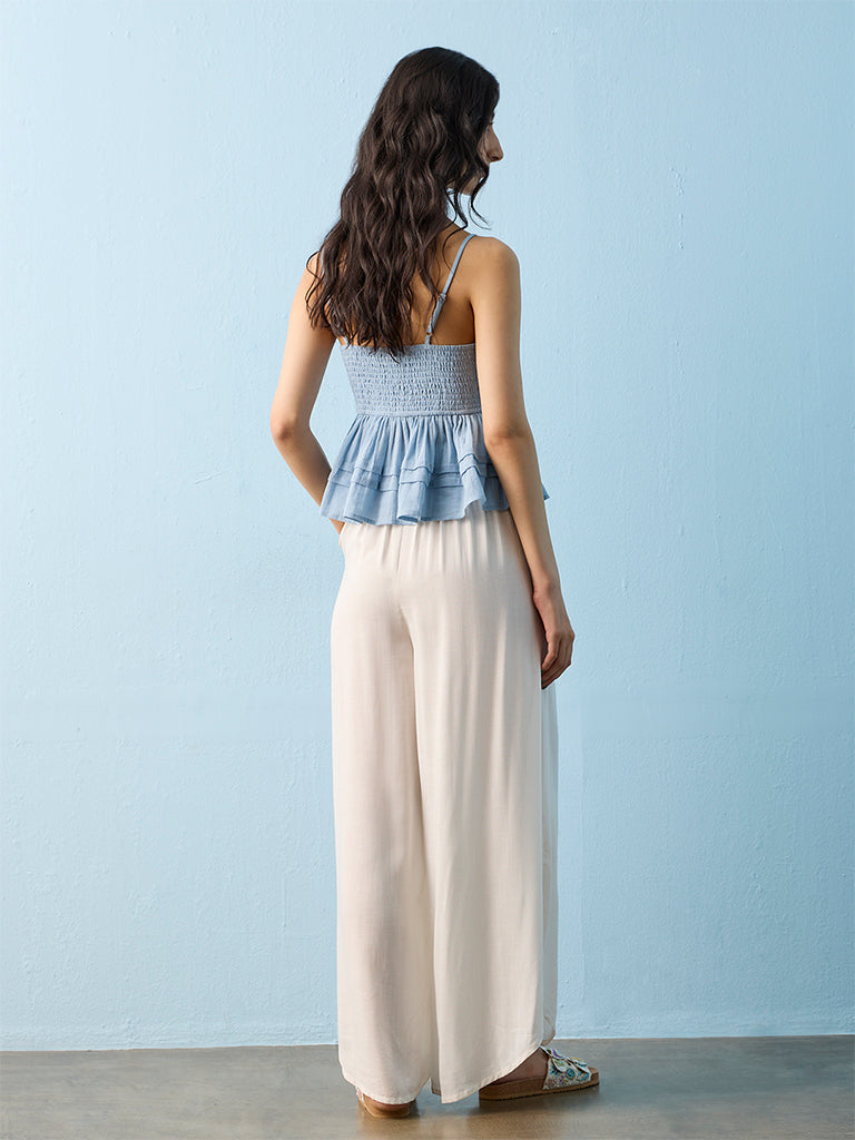 Bombay Paisley Off-White High-Rise Palazzos
