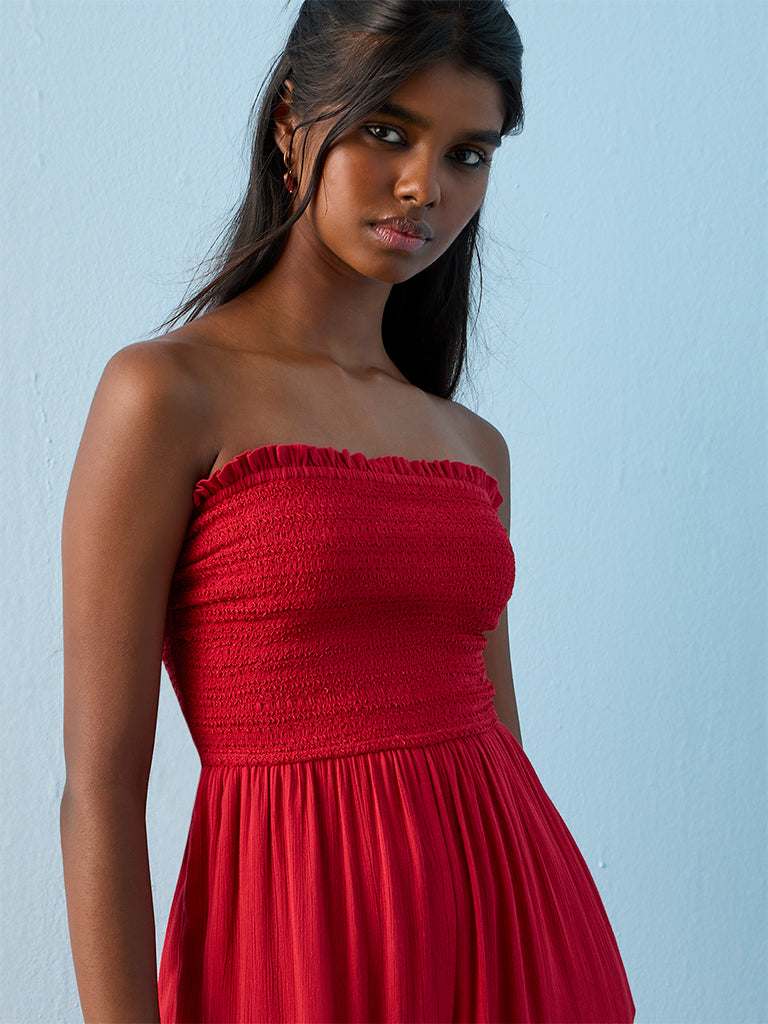Bombay Paisley Red Embroidered Jumpsuit