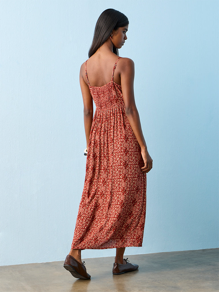 Bombay Paisley Rust Printed A-Line Dress