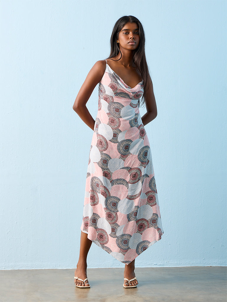 Bombay Paisley Blue Floral Design A-Line Dress