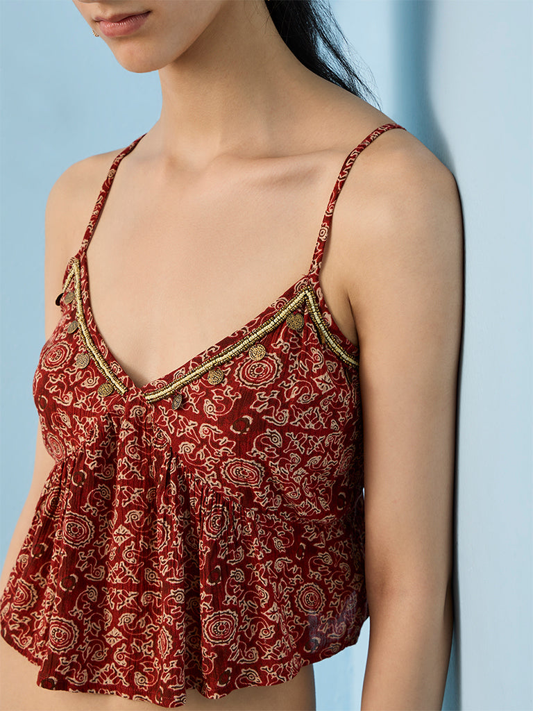 Bombay Paisley Brown Printed Cami Top