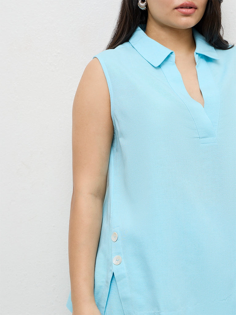 Gia Blue Solid Top