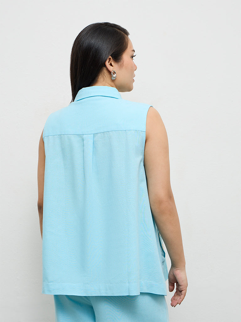 Gia Blue Solid Top