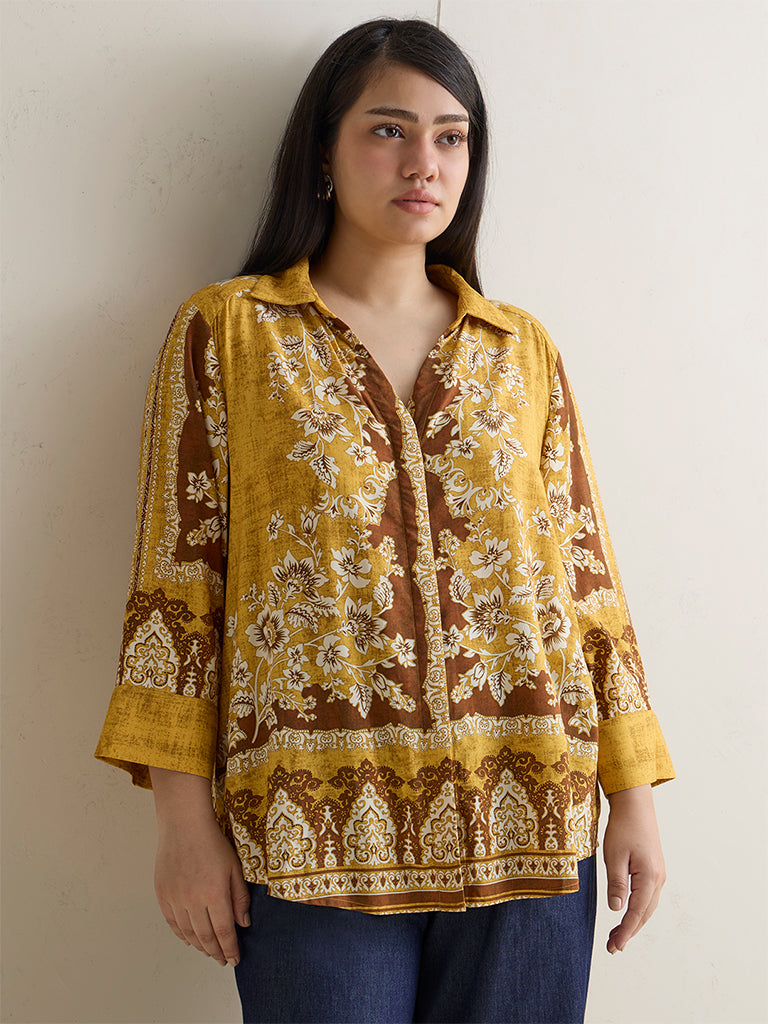 Gia Mustard Floral Printed Blouse