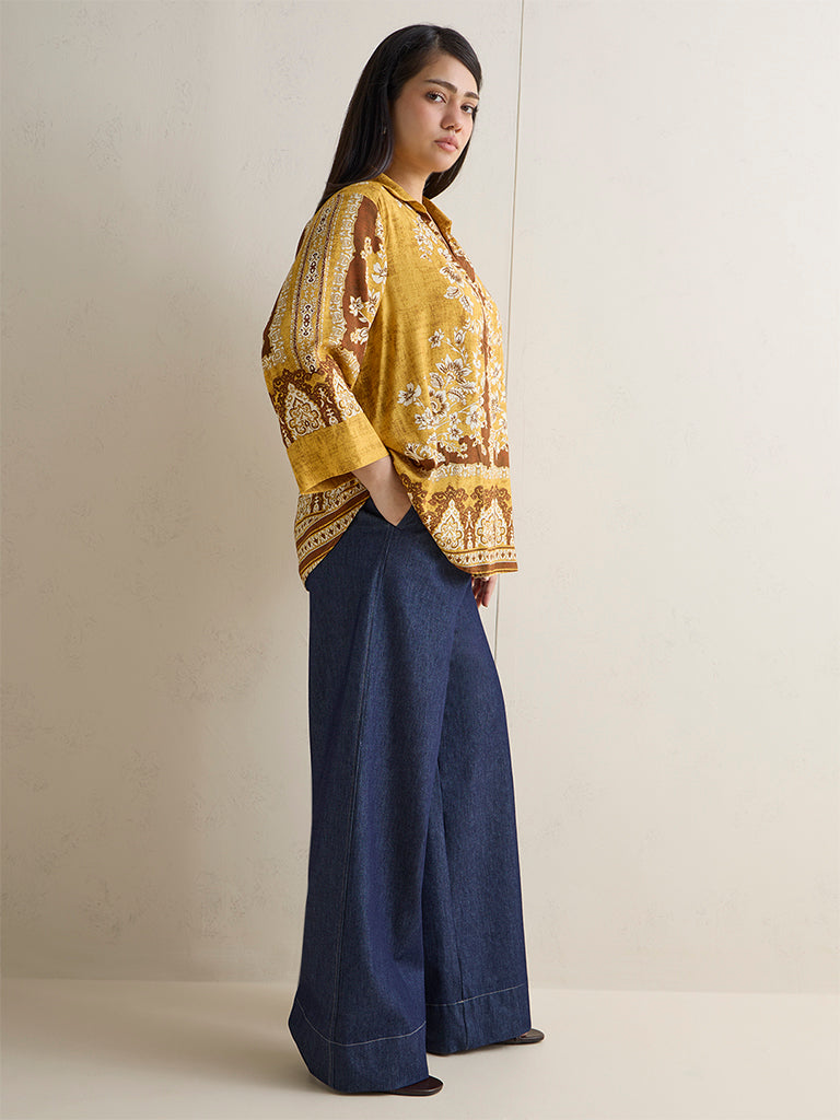 Gia Mustard Floral Printed Blouse