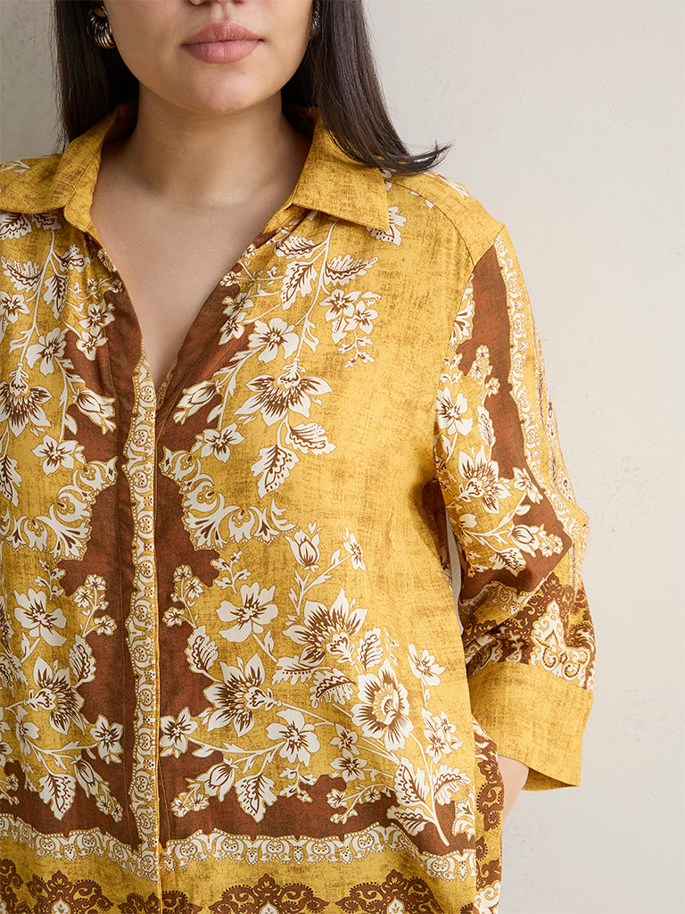 Gia Mustard Floral Printed Blouse