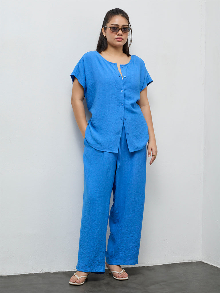 Gia Blue Textured Blouse