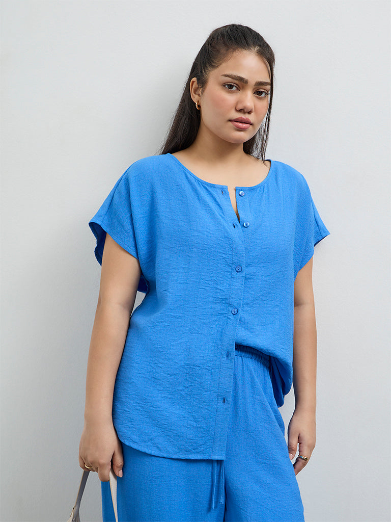 Gia Blue Textured Blouse