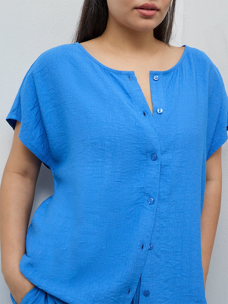 Gia Blue Textured Blouse
