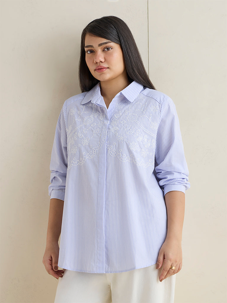 Gia Blue Striped Cotton Shirt
