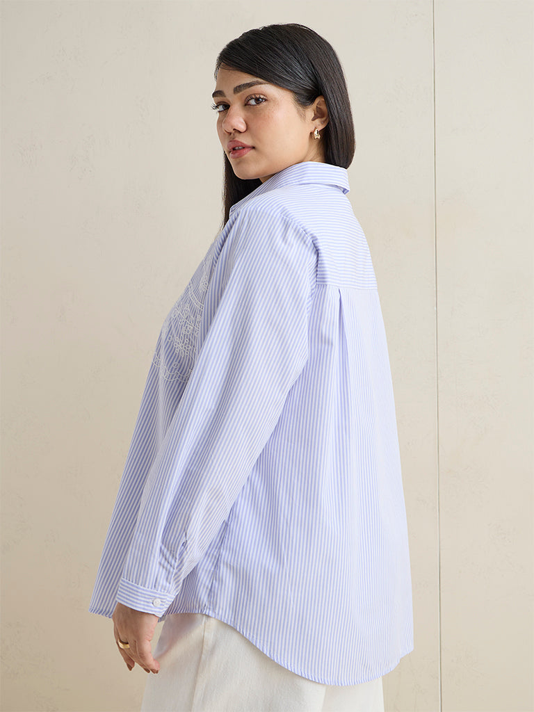 Gia Blue Striped Cotton Shirt