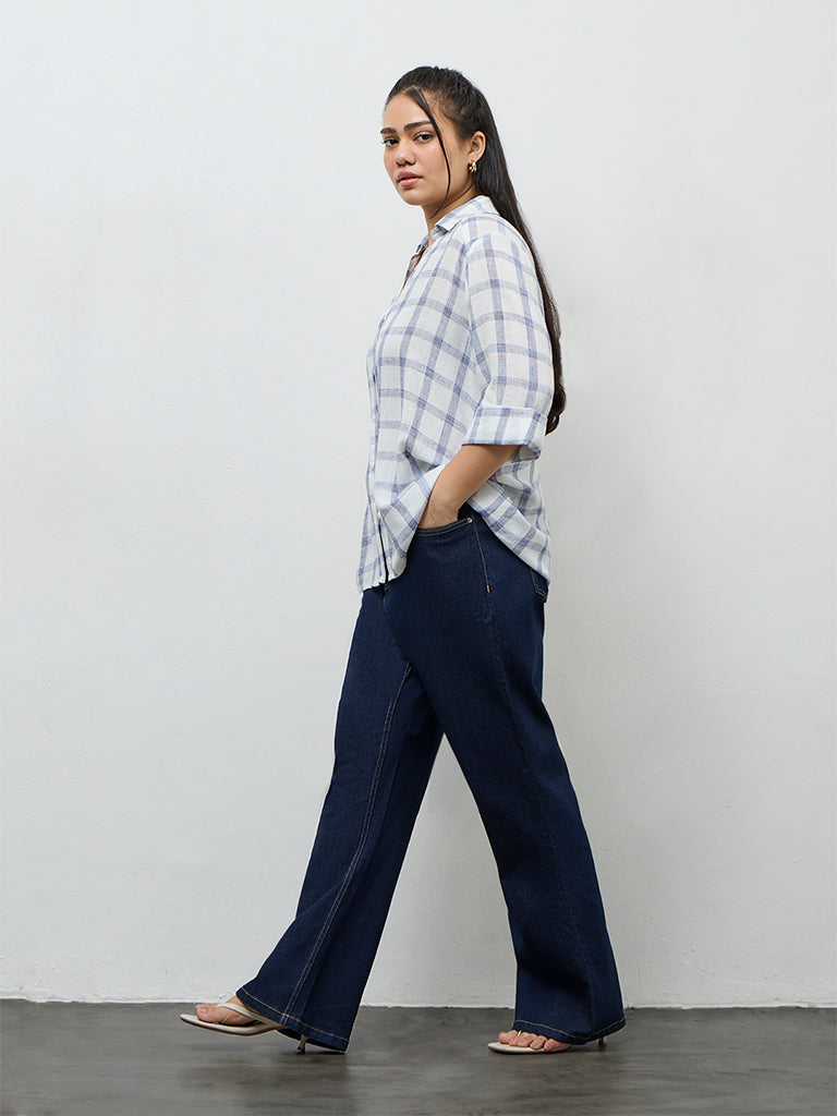 Gia White Checkered Cotton Shirt