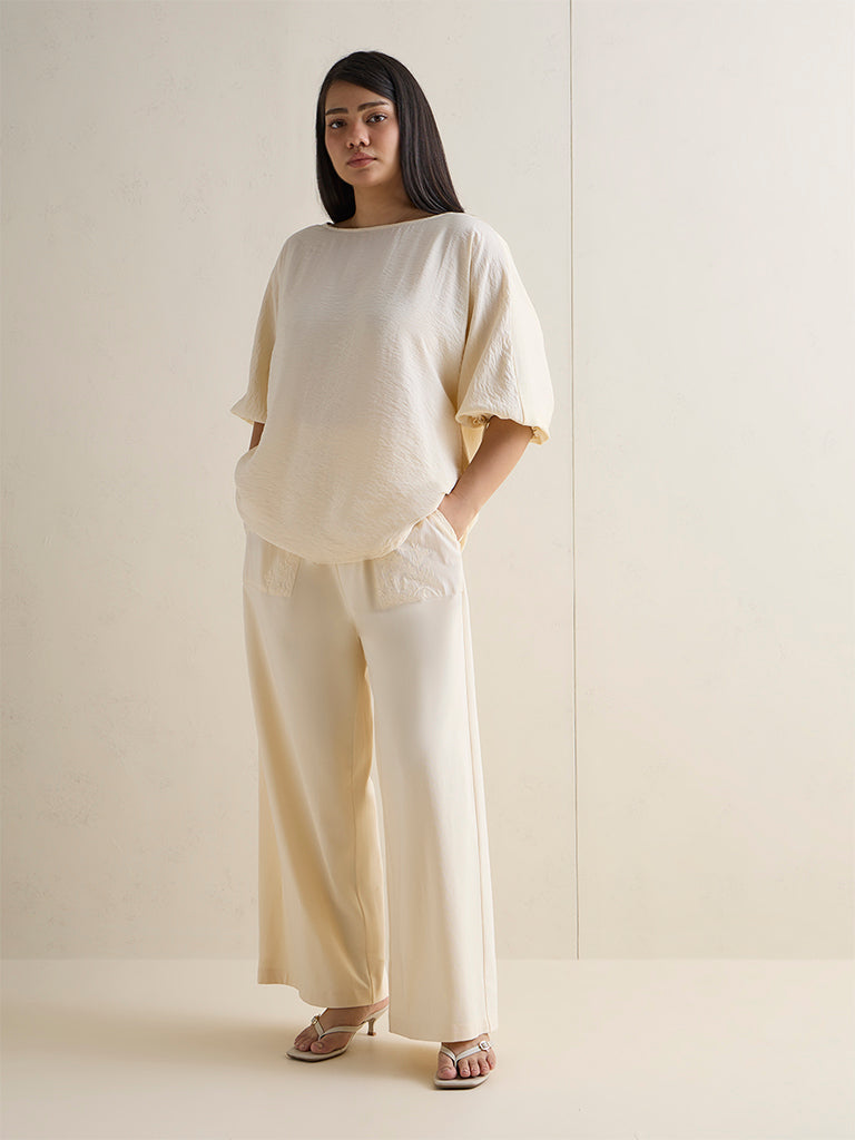 Gia Off-White Textured Blouse