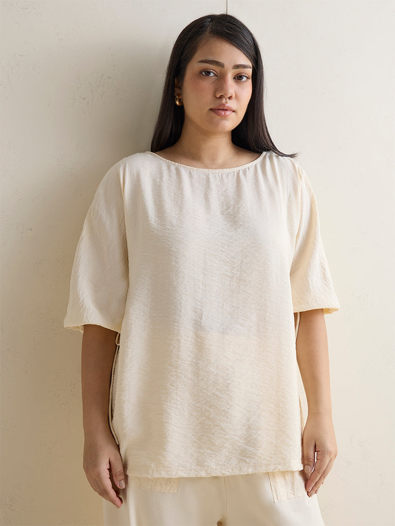 Gia Off-White Textured Blouse
