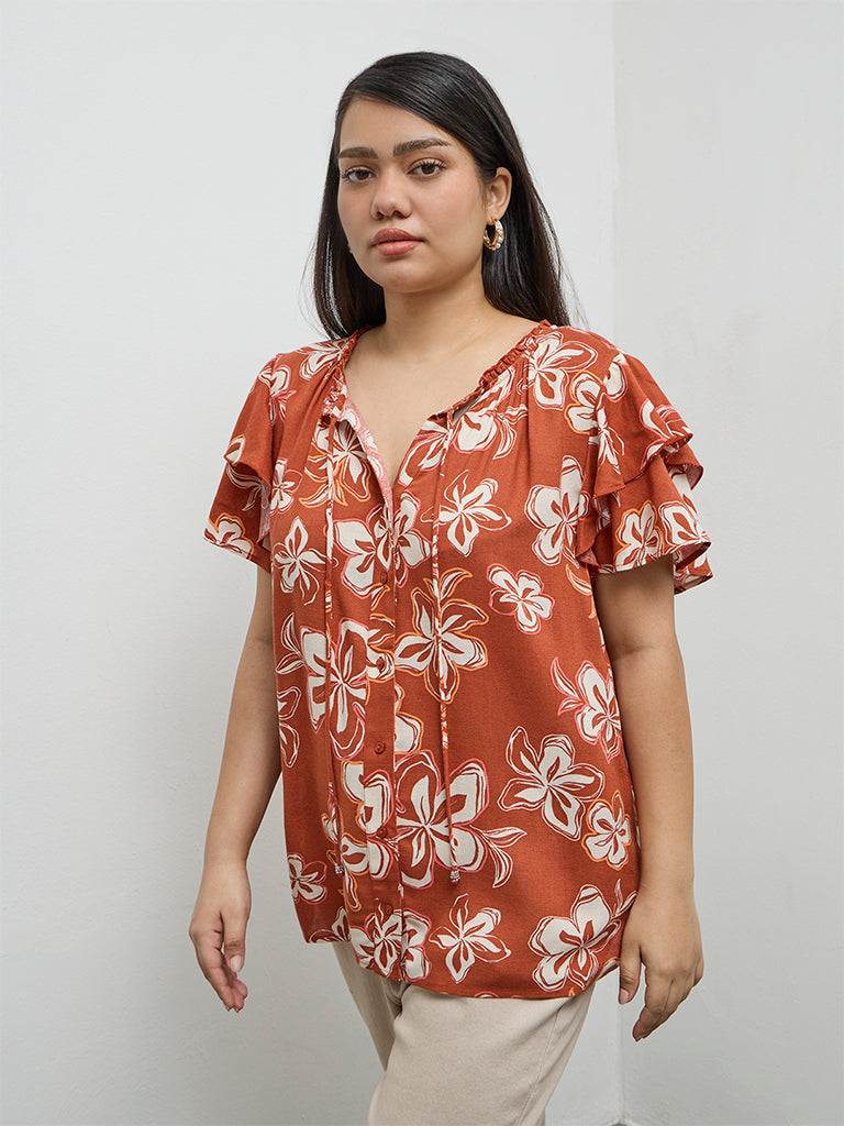 Gia Rust Floral Printed Blouse
