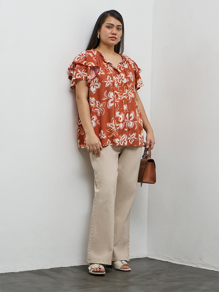 Gia Rust Floral Printed Blouse