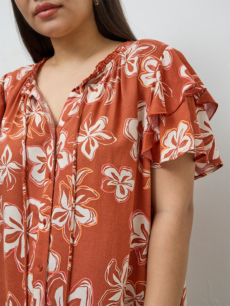 Gia Rust Floral Printed Blouse