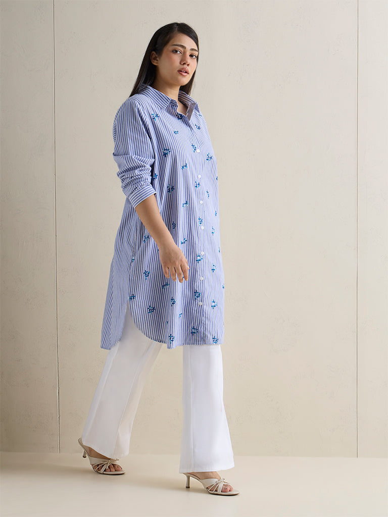 Gia Navy Striped Cotton Tunic