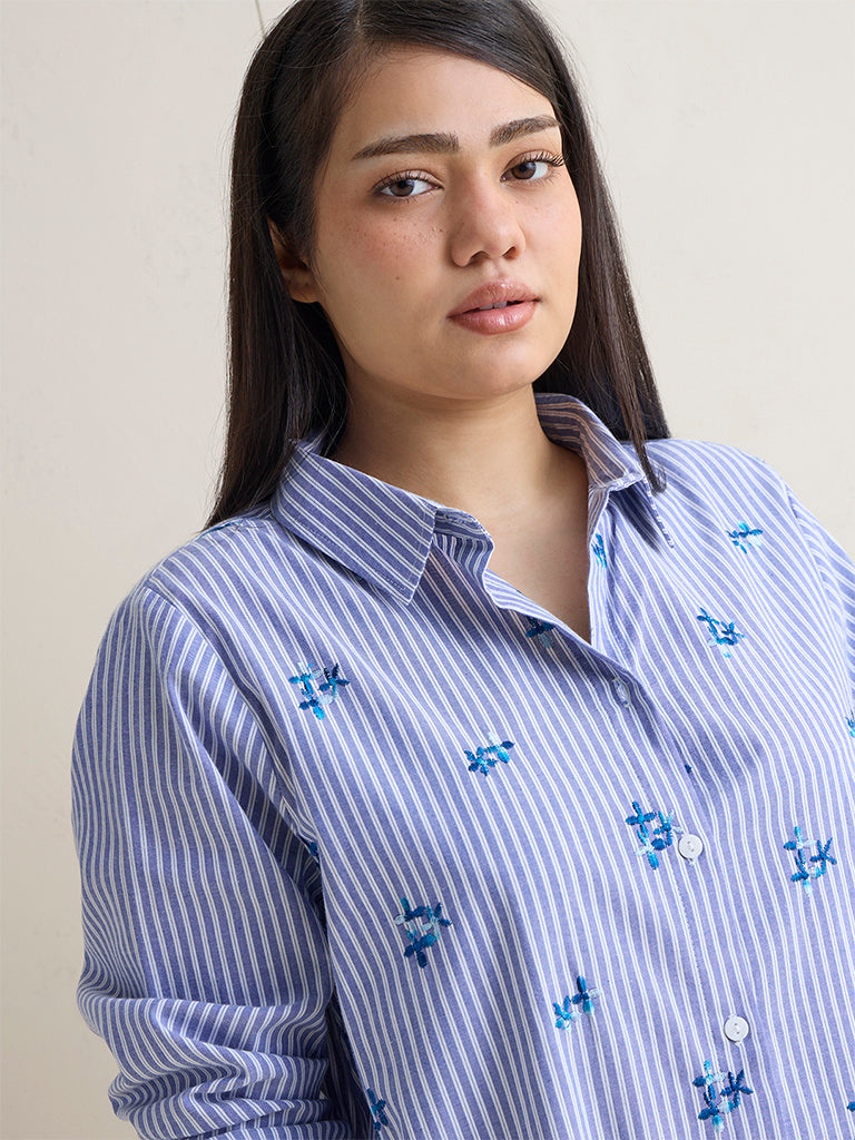 Gia Navy Striped Cotton Tunic