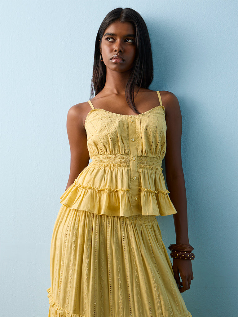 Nuon Yellow Smocked Top
