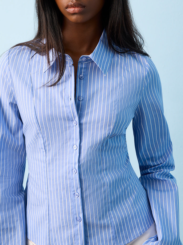 Nuon Blue Striped Shirt