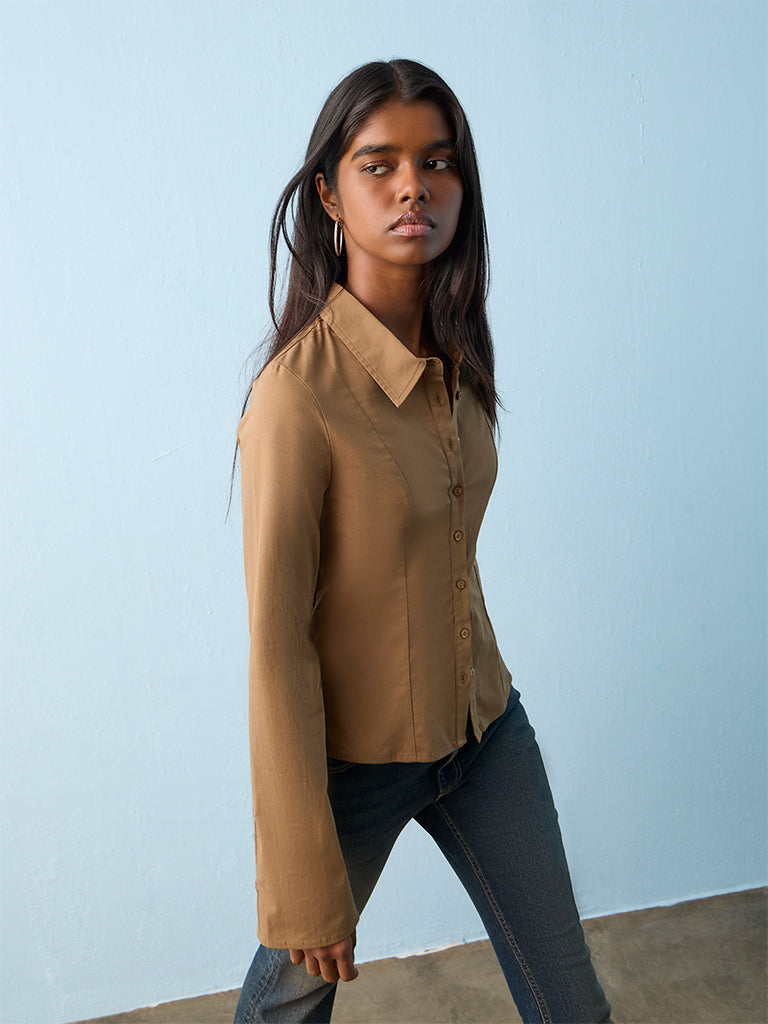 Nuon Khaki Fitted Shirt