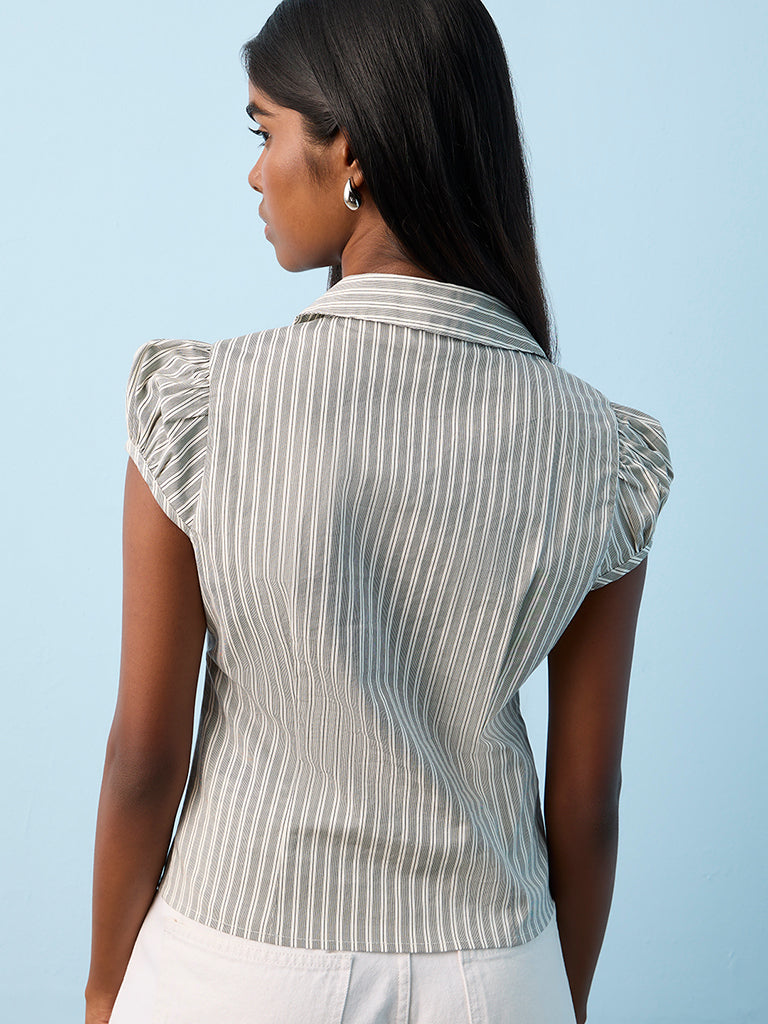 Nuon Grey Striped Shirt