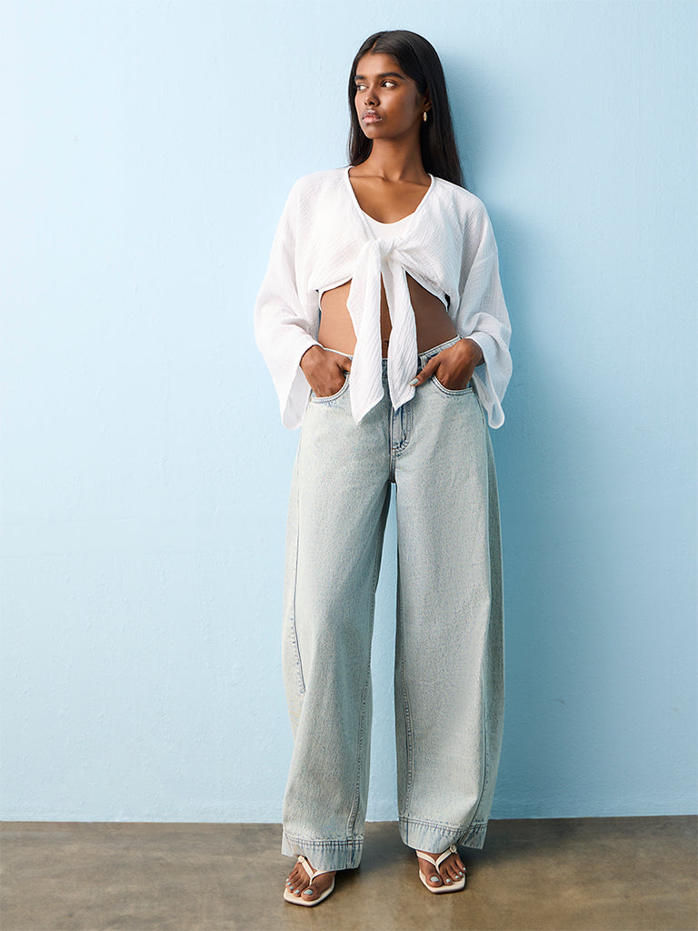 Nuon Light Blue Washed High-Rise Jeans