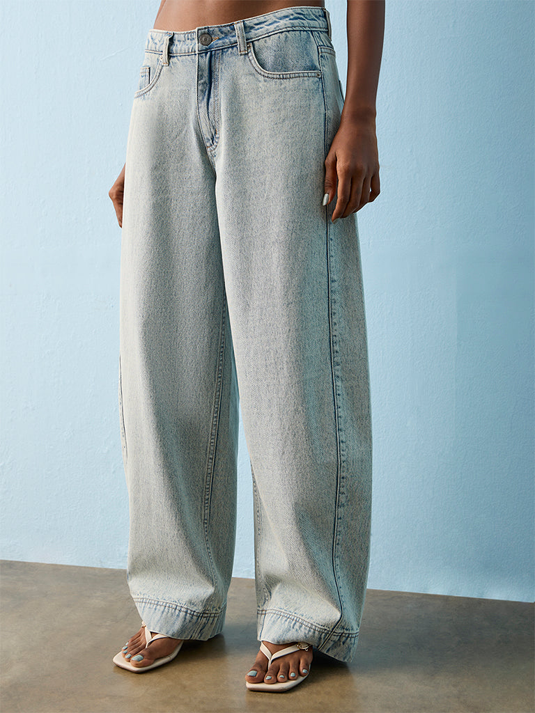 Nuon Light Blue Washed High-Rise Jeans