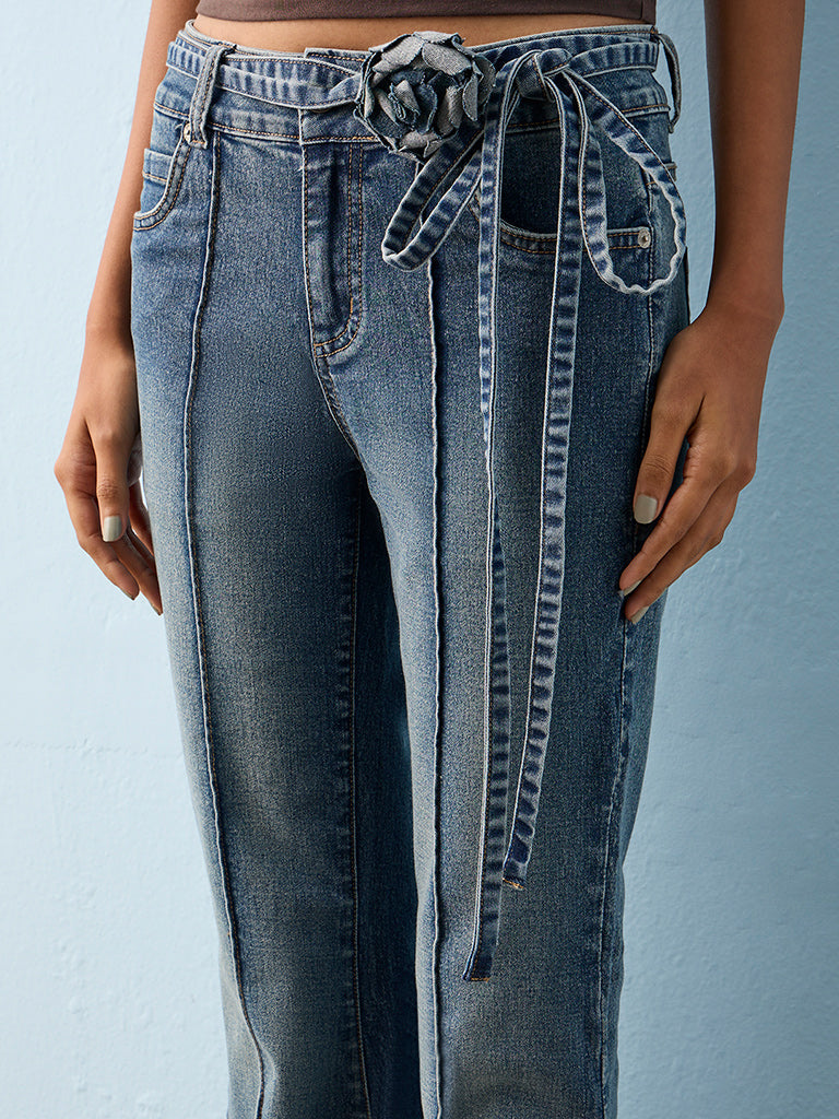 Nuon Blue Faded High-Rise Bootcut Jeans