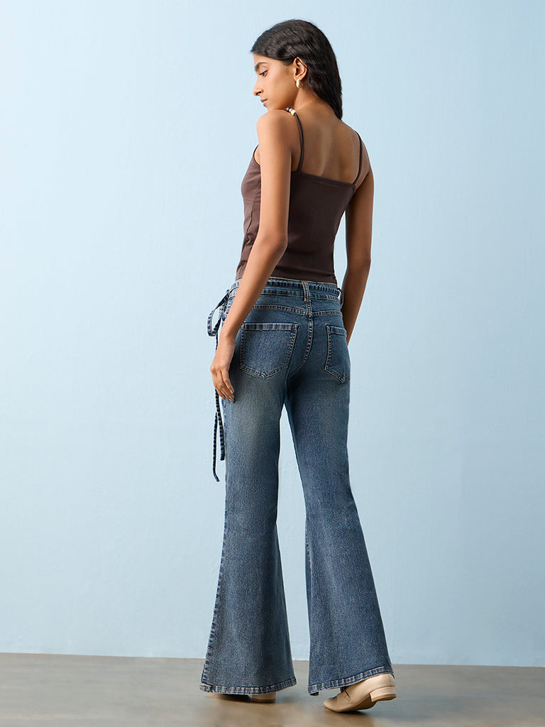Nuon Blue Faded High-Rise Bootcut Jeans