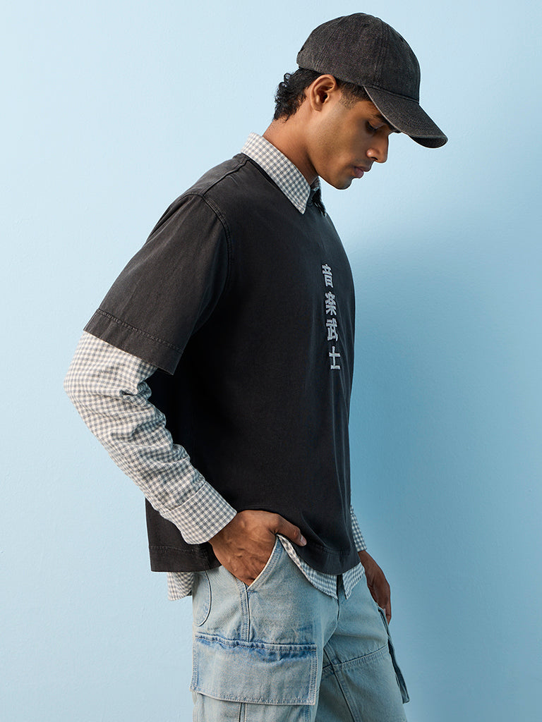 Nuon Charcoal Graphic Printed Relaxed-Fit Cotton T-Shirt
