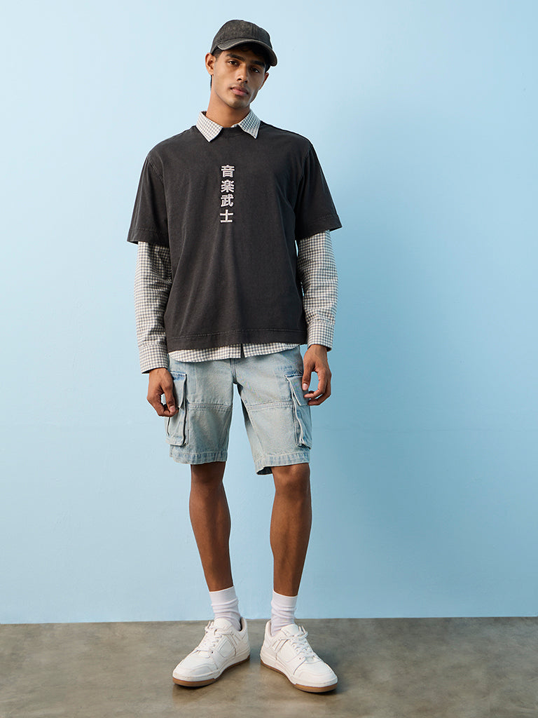 Nuon Charcoal Graphic Printed Relaxed-Fit Cotton T-Shirt