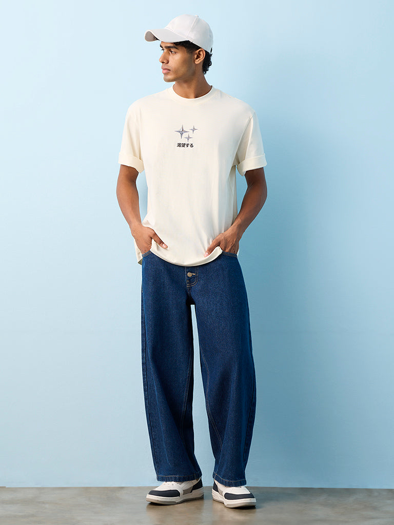 Nuon Off-White Graphic Printed Relaxed-Fit Cotton T-Shirt