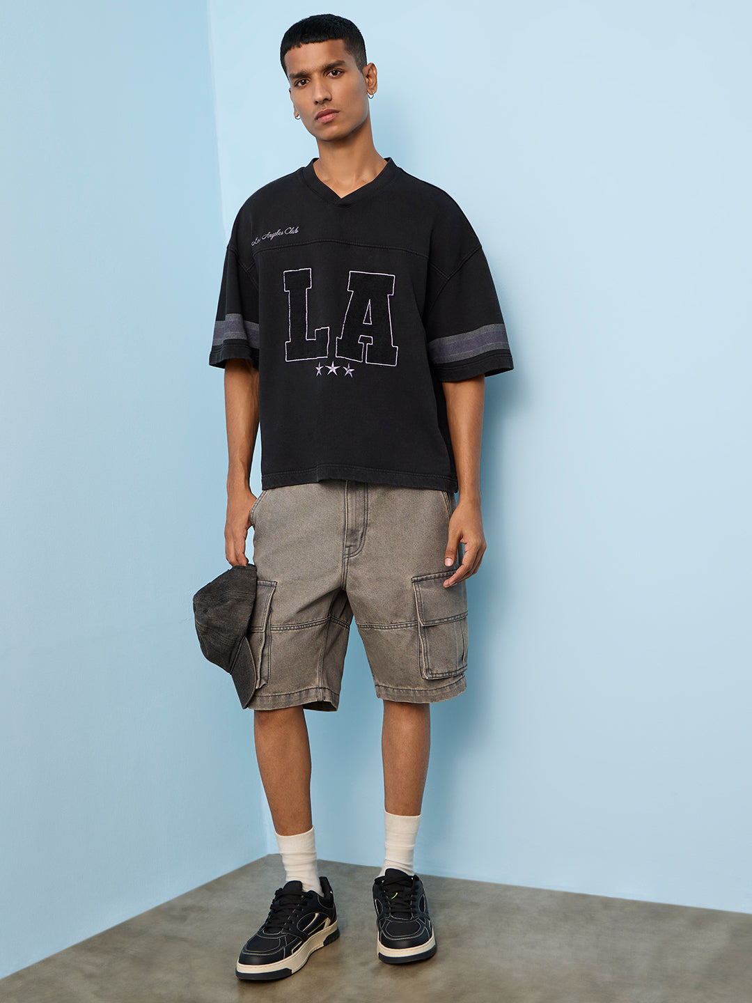 Nuon Black Text-Design Oversized-Fit Cotton T-Shirt
