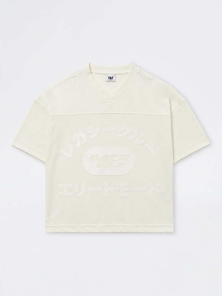 Boys Off-White Japanese Text Printed T-Shirt