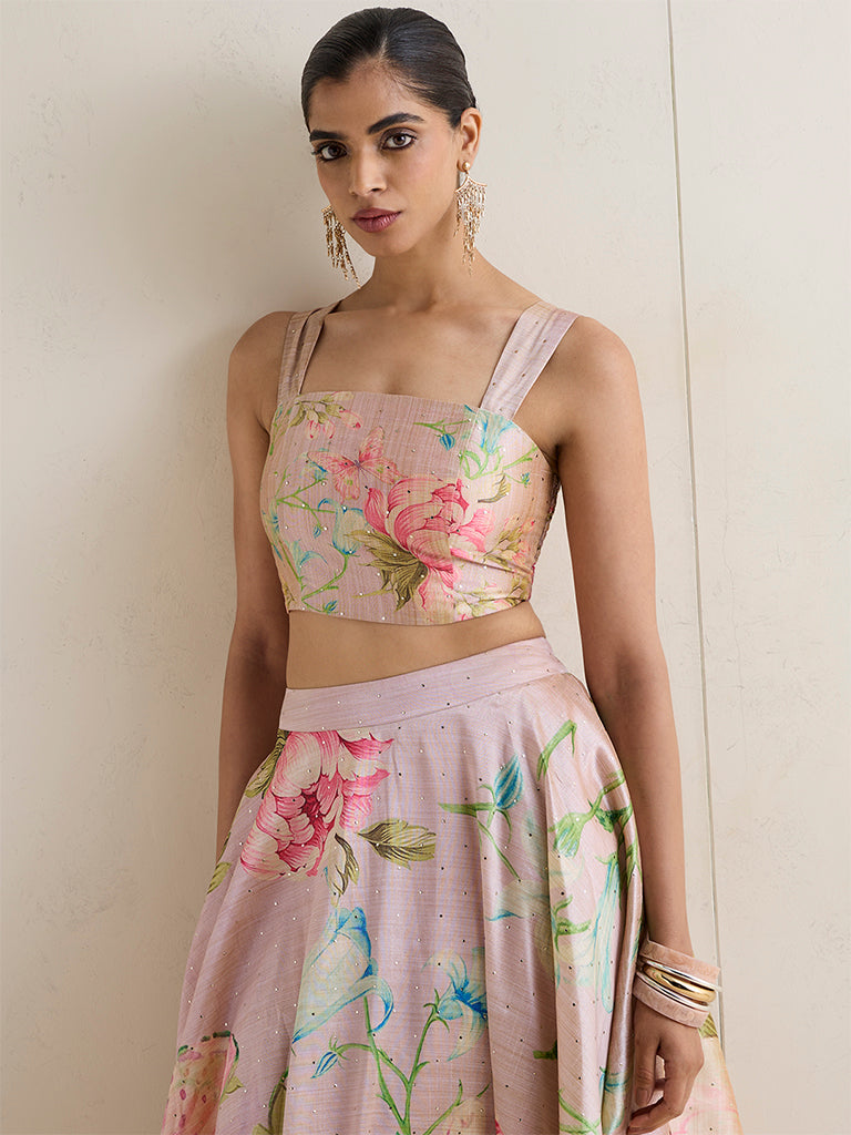 Vark Dusty Pink Foliage Printed Blouse