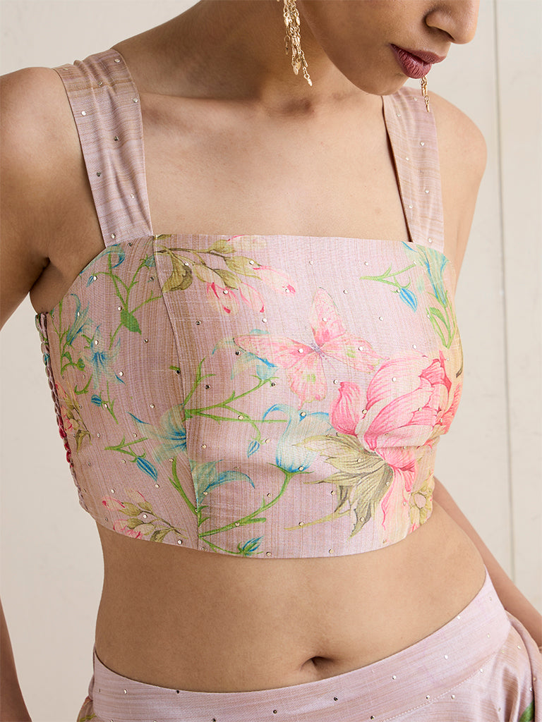 Vark Dusty Pink Foliage Printed Blouse