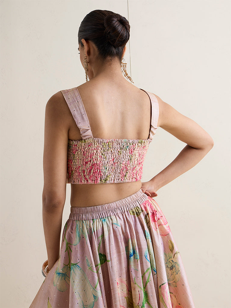 Vark Dusty Pink Foliage Printed Blouse