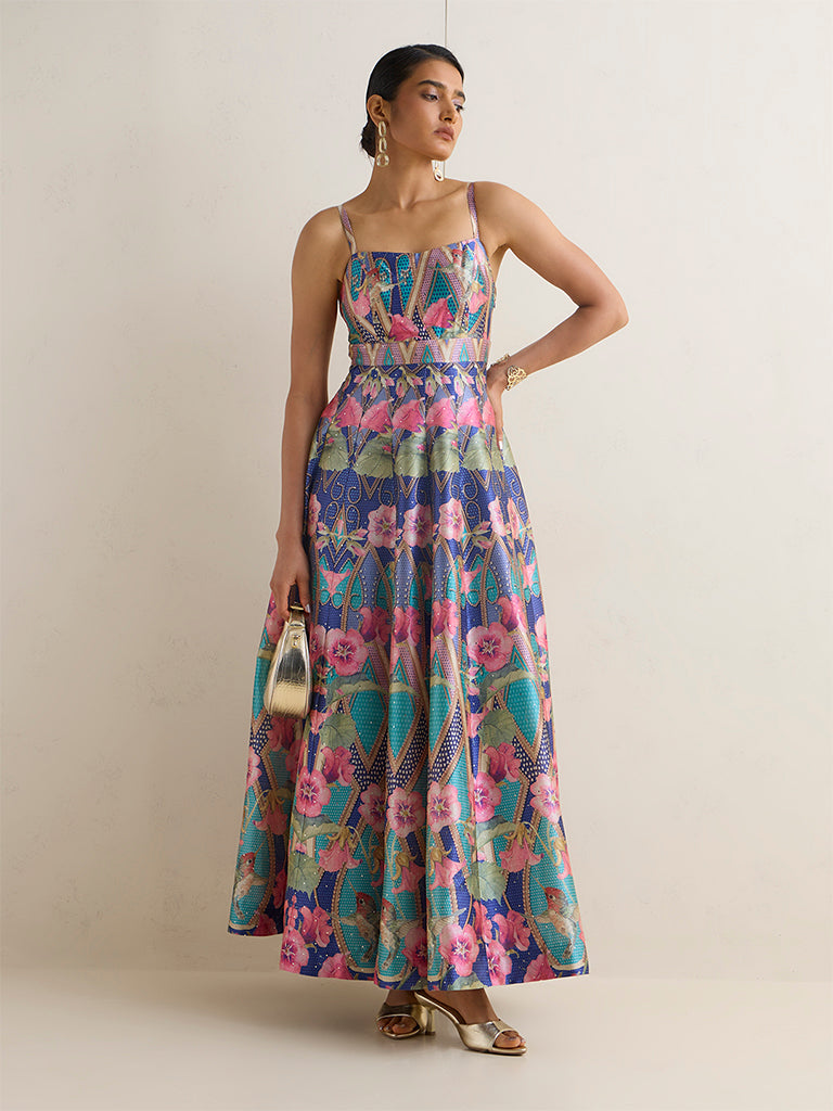 Vark Multicolor Printed A-Line Dress
