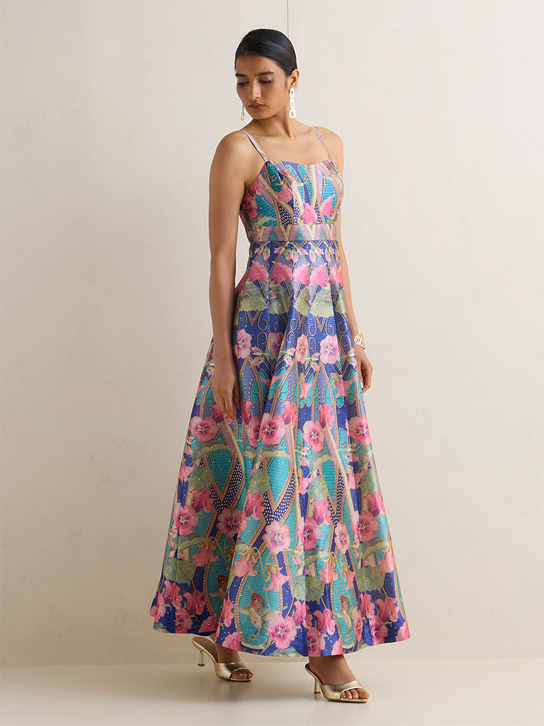 Vark Multicolor Printed A-Line Dress