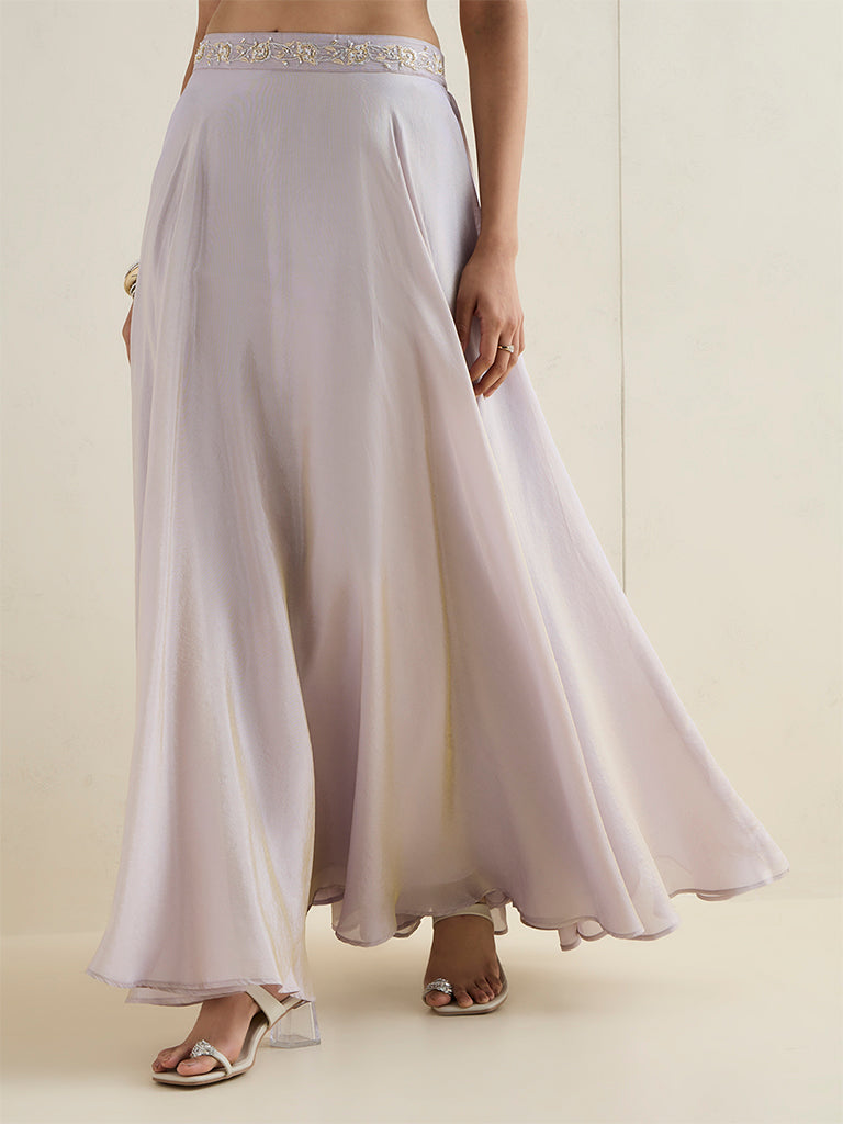 Vark Lilac Flared Maxi Skirt
