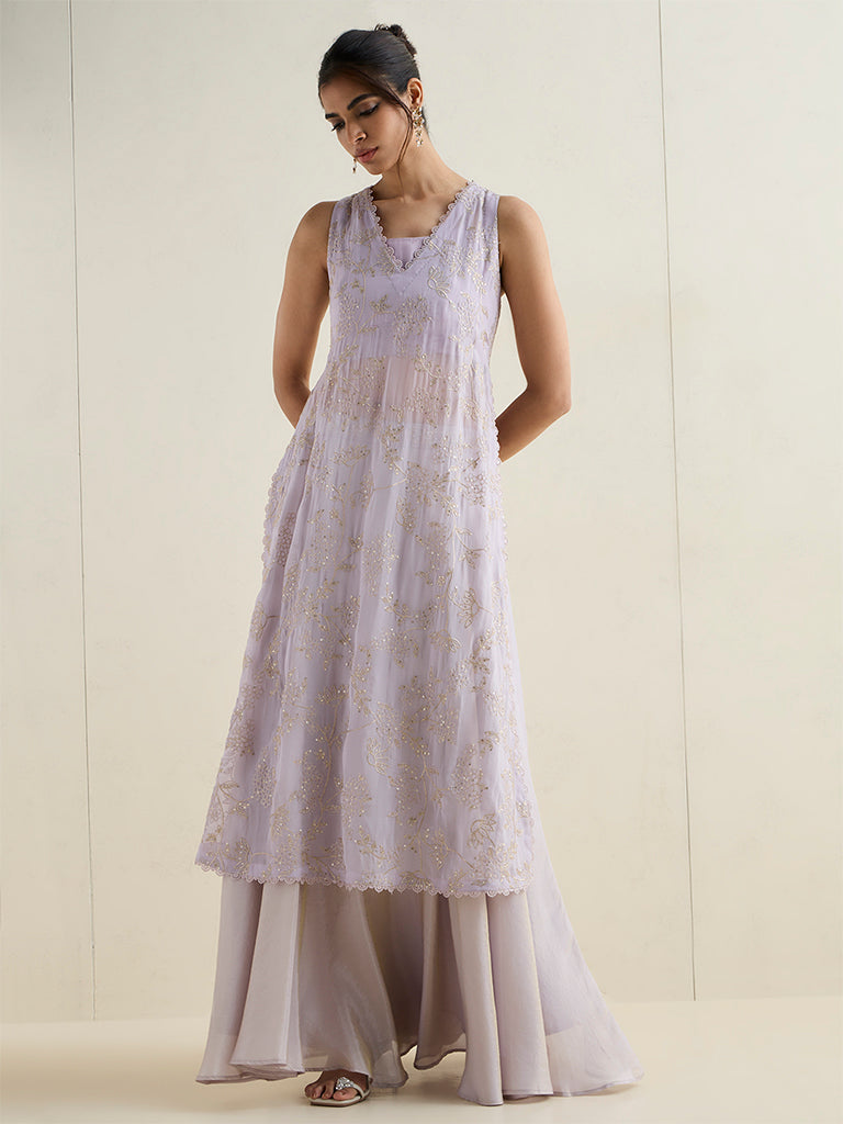 Vark Lilac Flared Maxi Skirt
