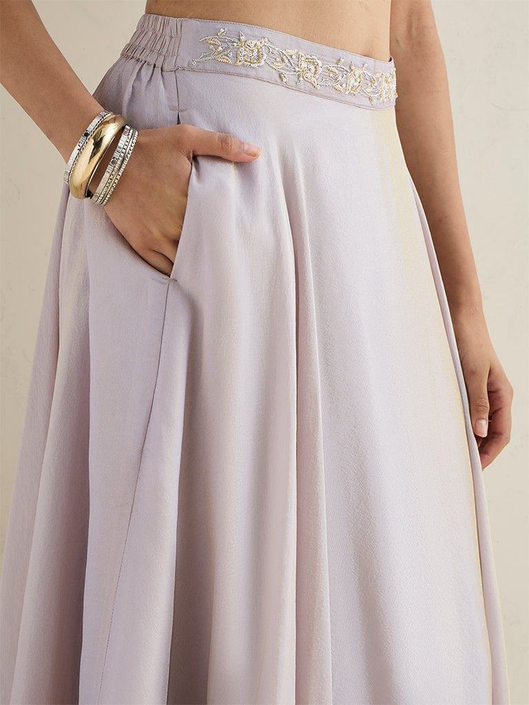 Vark Lilac Flared Maxi Skirt