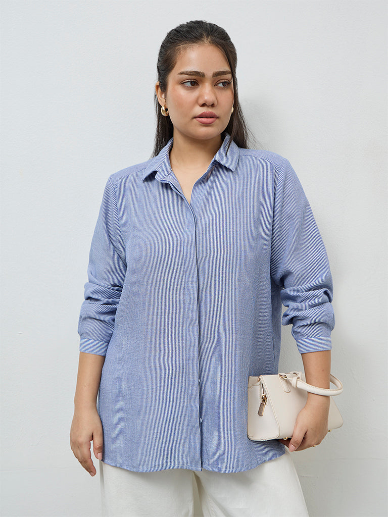 Gia Light Blue Striped Shirt