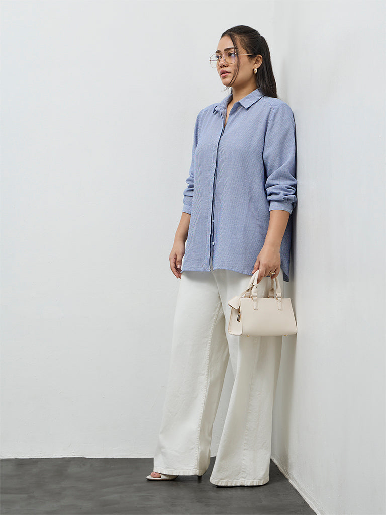 Gia Light Blue Striped Shirt