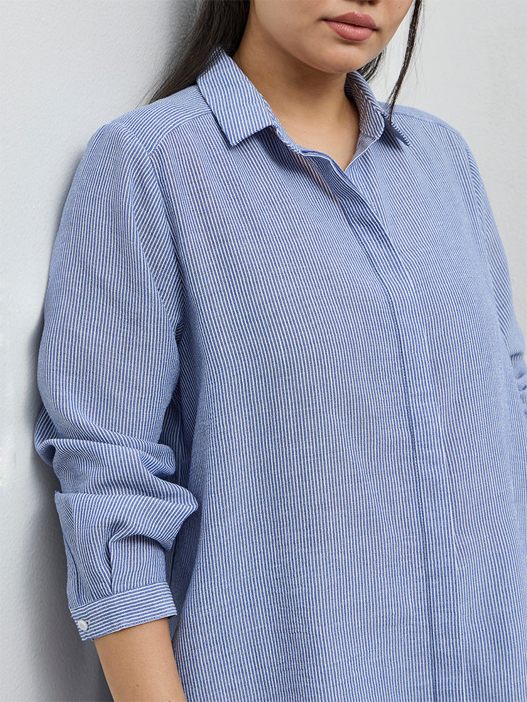 Gia Light Blue Striped Shirt