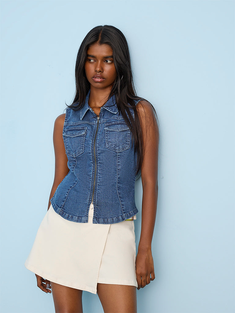 Nuon Blue Denim Blouse