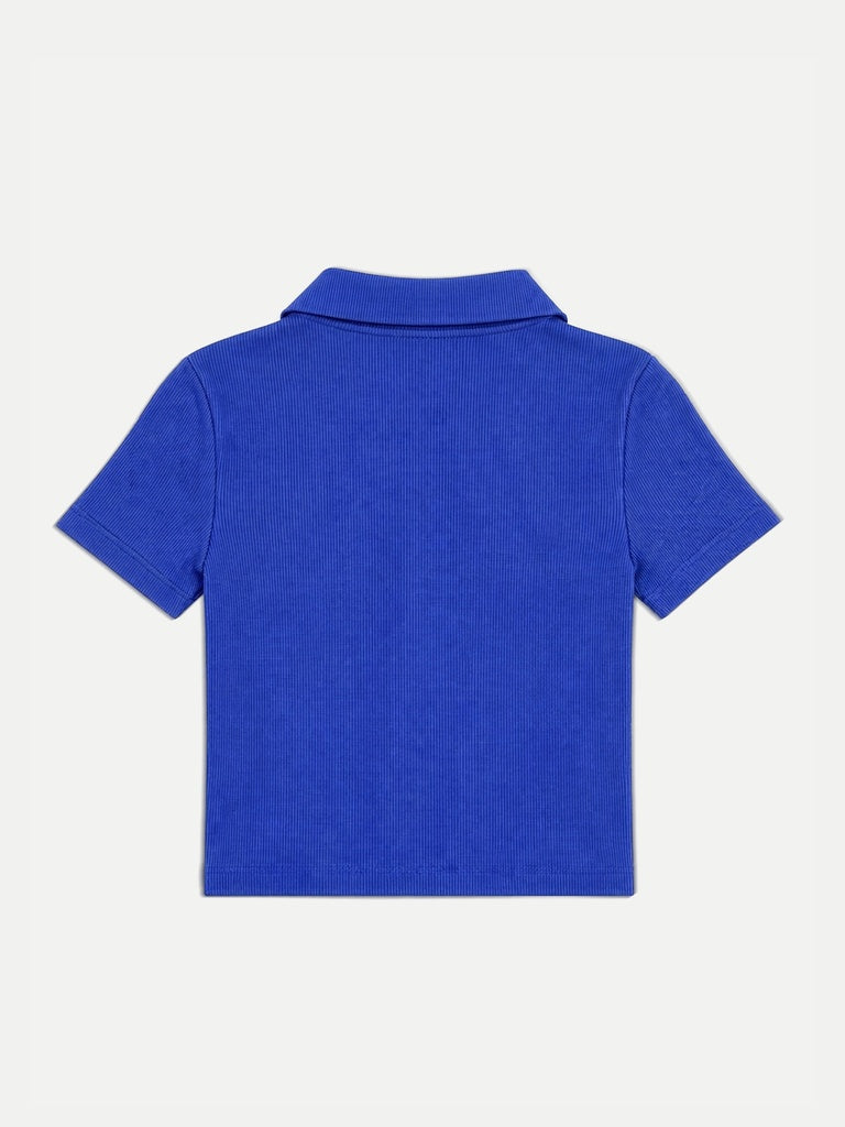 Nuon Blue Ribbed-Texture Top