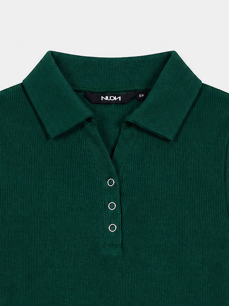 Nuon Green Ribbed Cotton-Blend T-Shirt